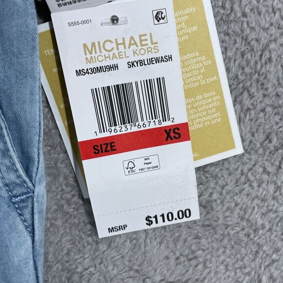 NEW Michael Kors Womens XS Chambray Pleated Wide Leg- Sky blue wash - Picture 7 of 9